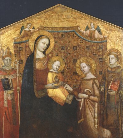 Mystieke huwelijk van St. Catharina van Alexandrië, met heiligen Zenobio en Leonard door Master of the Christchurch Coronation